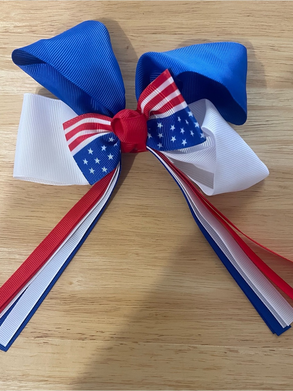Patriotic Red, White & Blue Hair Bow for Kids